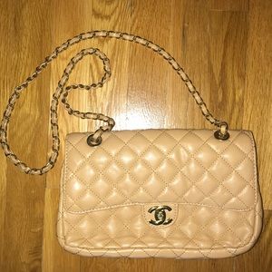 Beige Faux Leather Patchwork Bag